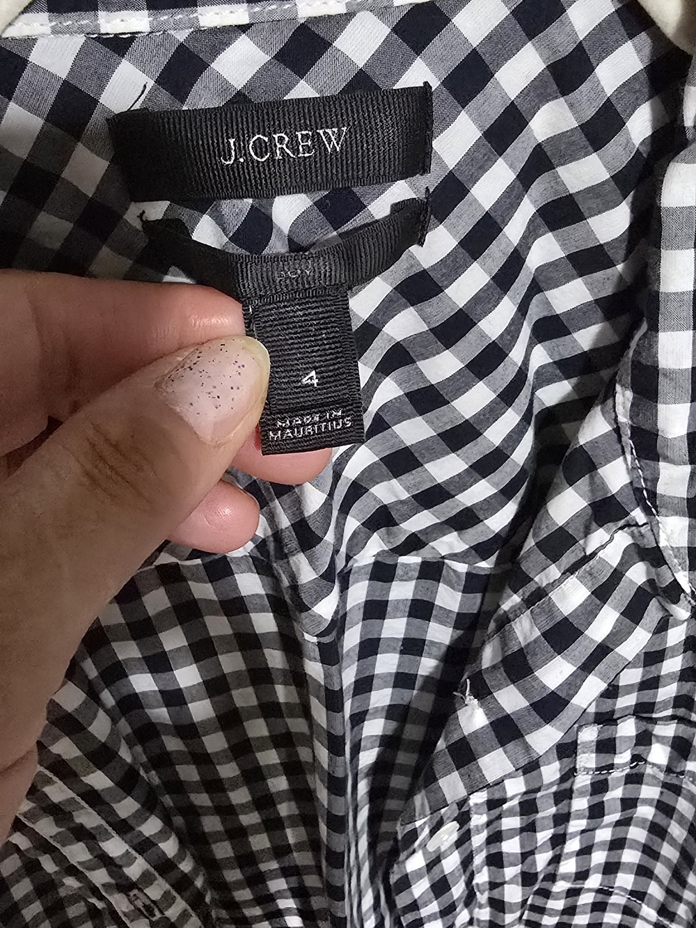 J.Crew Black & White Gingham Button-Up